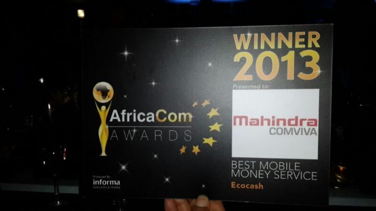 Mahindra Comviva’s EcoCash Wins Top Honour at AfricaCom Awards 2013