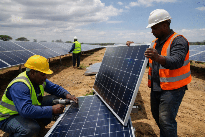 Solar panel installation in Kenya's sun
